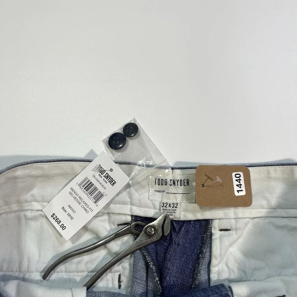 Todd Snyder Indigo Relaxed Fit Selvedge Chino‎ Jeans Mens Size 32 Button Fly